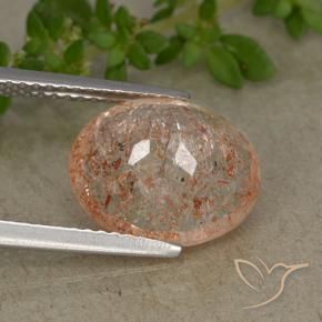 4.37캐럿 천연 라이트 타이거 오렌지 선스톤, 타원형 컷, 12×10 mm, 투명한