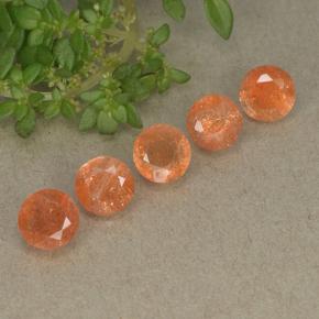2.73캐럿 천연 미디엄 오렌지 선스톤 보석, 라운드 컷, 5.19 mm, 투명한