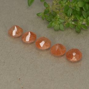2.73캐럿 천연 미디엄 오렌지 선스톤 보석, 라운드 컷, 5.19 mm, 투명한