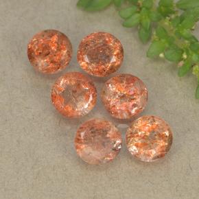3.33캐럿 천연 오렌지 선스톤 보석, 라운드 컷, 5.18 mm, 투명한