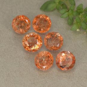 2.82캐럿 천연 오렌지 선스톤 보석, 라운드 컷, 4.86 mm, 투명한