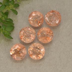 3.32캐럿 천연 오렌지 선스톤 보석, 라운드 컷, 5.00 mm, 투명한