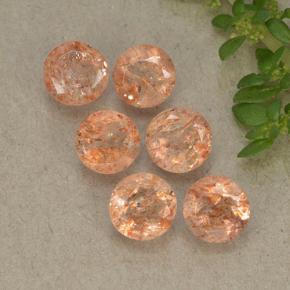 3.32캐럿 천연 오렌지 선스톤 보석, 라운드 컷, 5.00 mm, 투명한
