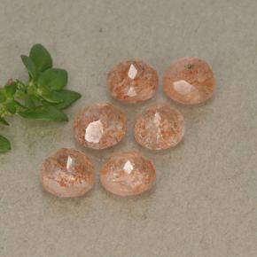 3.32캐럿 천연 오렌지 선스톤 보석, 라운드 컷, 5.00 mm, 투명한