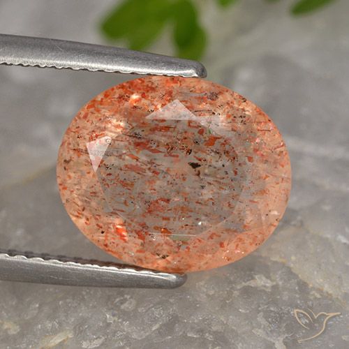 4.55ct 자연스러운 미디엄 라이트 오렌지 썬스톤, 타원형, 투명한
