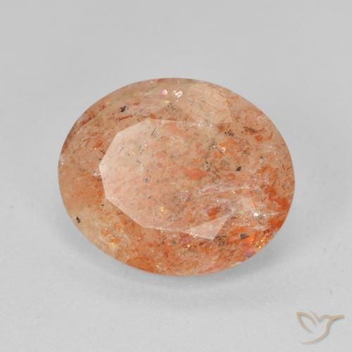 4.02ct 자연스러운 붉은 오렌지 썬스톤, 타원형, 투명한