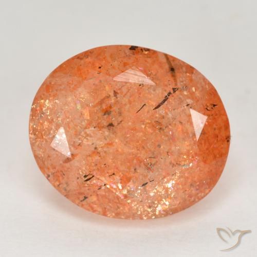 5.10ct 자연스러운 붉은 오렌지 썬스톤, 타원형, 투명한