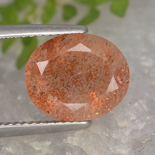 4.27ct 자연스러운 미디엄 오렌지 썬스톤, 타원형, 투명한