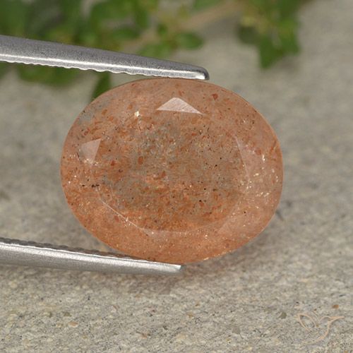 4.64ct 자연스러운 라이트 타이거 오렌지 썬스톤, 타원형, 투명한