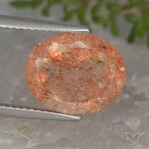 4.19ct 자연스러운 밝은 주황색 썬스톤, 타원형, 투명한