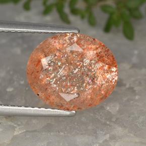 4.33캐럿 천연 오렌지 선스톤, 타원형 컷, 11.7×9.9 mm, 투명한