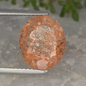 4.33캐럿 천연 오렌지 선스톤, 타원형 컷, 11.7×9.9 mm, 투명한