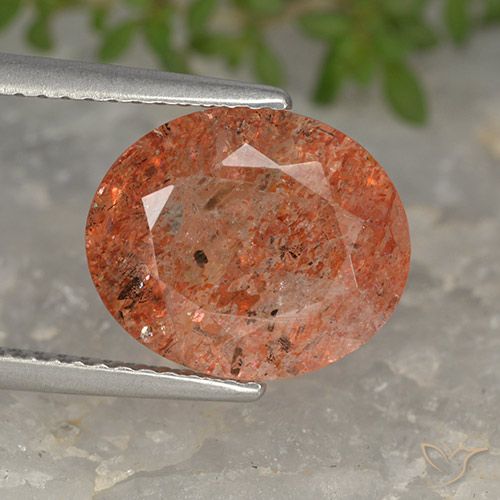 4.24ct 자연스러운 붉은 오렌지 썬스톤, 타원형, 투명한