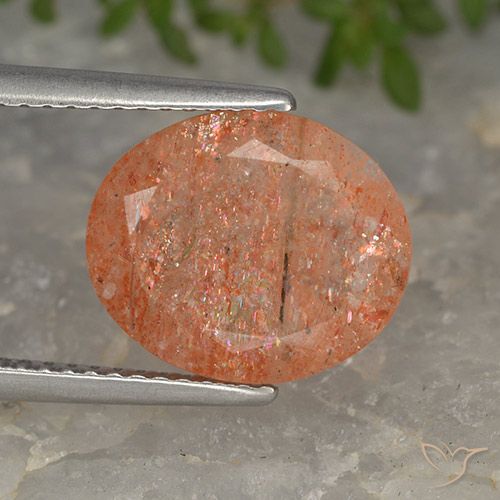 3.97ct 자연스러운 붉은 오렌지 썬스톤, 타원형, 투명한