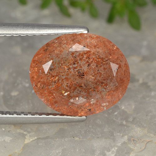 4.34ct 자연스러운 자몽 오렌지 썬스톤, 타원형, 투명한