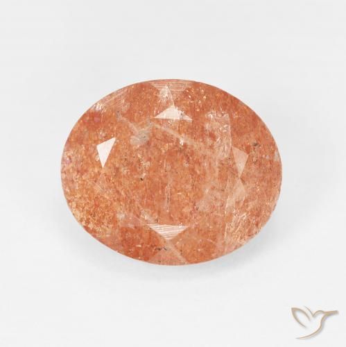 4.38ct 자연스러운 붉은 오렌지 썬스톤, 타원형, 투명한