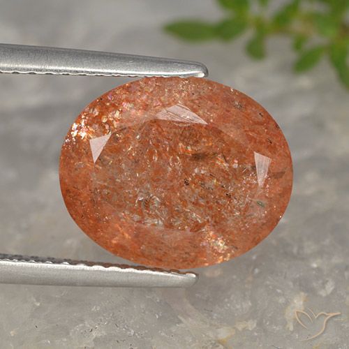 4.54ct 자연스러운 붉은 오렌지 썬스톤, 타원형, 투명한