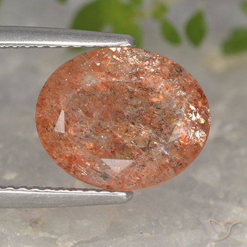 3.81ct 자연스러운 붉은 오렌지 썬스톤, 타원형, 투명한