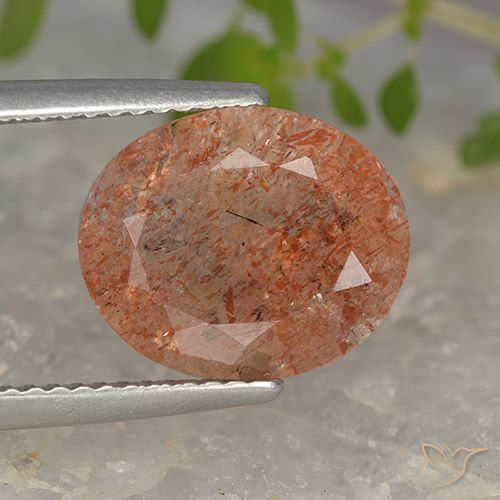 4.15ct 자연스러운 붉은 오렌지 썬스톤, 타원형, 투명한