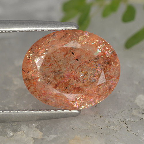 4.03캐럿 천연 미디엄 오렌지 선스톤, 타원형 컷, 12×9.8 mm, 투명한