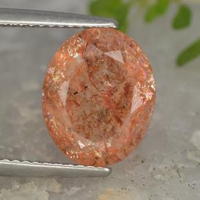 4.03캐럿 천연 미디엄 오렌지 선스톤, 타원형 컷, 12×9.8 mm, 투명한