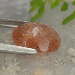 4.03캐럿 천연 미디엄 오렌지 선스톤, 타원형 컷, 12×9.8 mm, 투명한