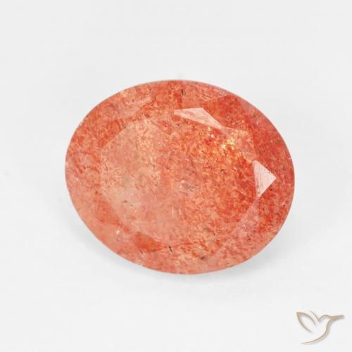 4.16ct 자연스러운 미디엄 오렌지 썬스톤, 타원형, 투명한