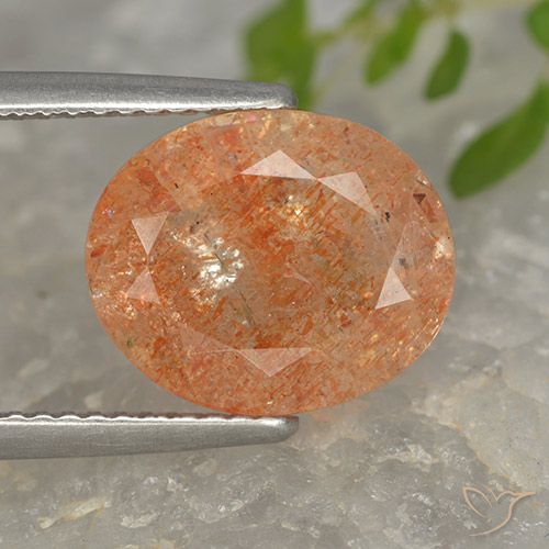 4.32ct 자연스러운 붉은 오렌지 썬스톤, 타원형, 투명한