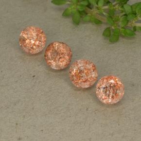 2.45캐럿 천연 붉은빛 오렌지 선스톤 보석, 라운드 컷, 5.15 mm, 투명한