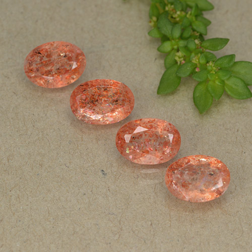 2.78캐럿 천연 붉은빛 오렌지 선스톤 보석, 타원형 컷, 7×5.2 mm, 투명한