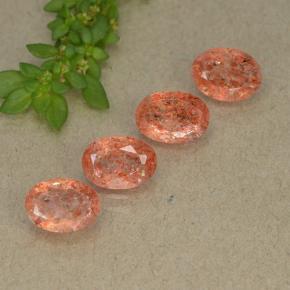2.78캐럿 천연 붉은빛 오렌지 선스톤 보석, 타원형 컷, 7×5.2 mm, 투명한