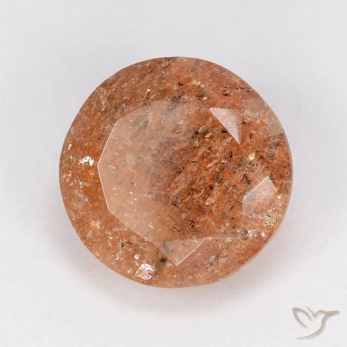 6.01캐럿 천연 라이트 오렌지 선스톤, 라운드 컷, 11.91 mm, 투명한