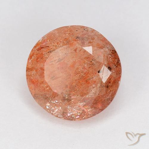 4.69ct 자연스러운 붉은 오렌지 썬스톤, 둥근, 투명한