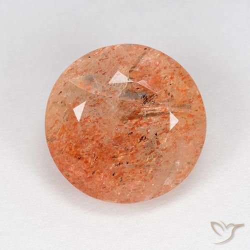 5.13ct 자연스러운 미디엄 라이트 오렌지 썬스톤, 둥근, 투명한