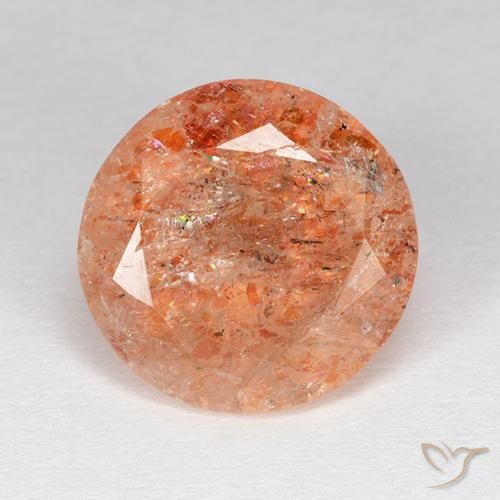 4.06ct 자연스러운 진저 오렌지 썬스톤, 둥근, 투명한