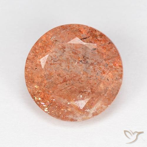 4.21ct 자연스러운 진저 오렌지 썬스톤, 둥근, 투명한