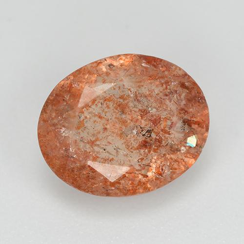 3.32캐럿 천연 미디엄 오렌지 선스톤, 타원형 컷, 10.9×8.9 mm, 투명한