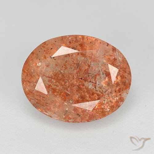 3.84ct 자연스러운 미디엄 오렌지 썬스톤, 타원형, 투명한