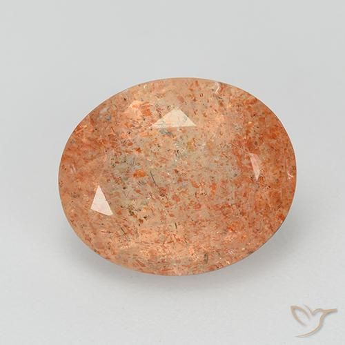 3.37ct 자연스러운 미디엄 오렌지 썬스톤, 타원형, 투명한