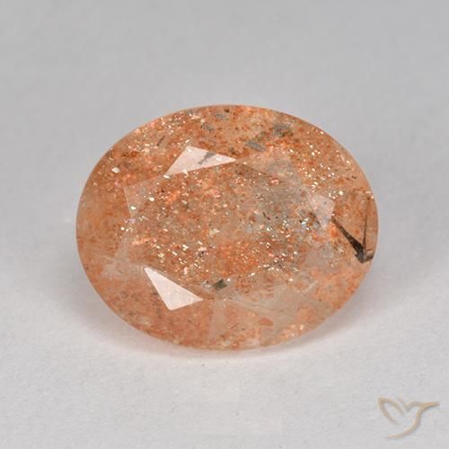 3.73ct 자연스러운 라이트 오렌지 썬스톤, 타원형, 투명한