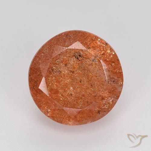 5.97ct 자연스러운 붉은 오렌지 썬스톤, 둥근, 투명한