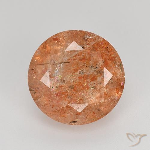 4.17ct 자연스러운 미디엄 오렌지 썬스톤, 둥근, 투명한