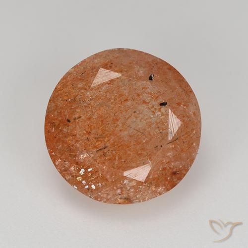 5.92ct 자연스러운 자몽 오렌지 썬스톤, 둥근, 투명한