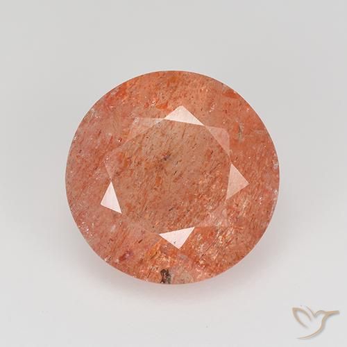 4.34ct 자연스러운 붉은 오렌지 썬스톤, 둥근, 투명한