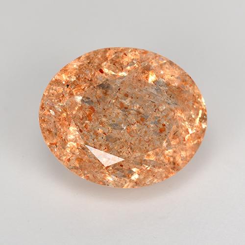 4.91캐럿 천연 미디엄 오렌지 선스톤, 타원형 컷, 12.1×10.1 mm, 투명한