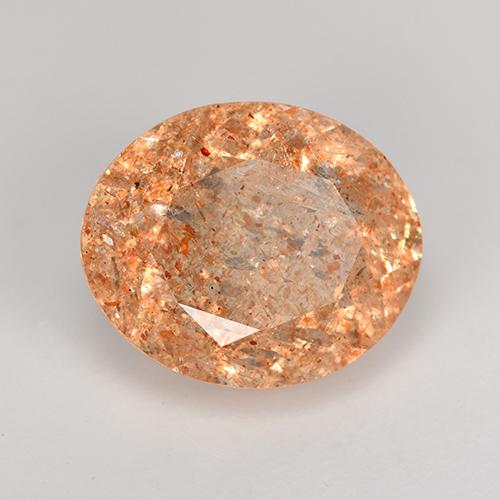 4.91캐럿 천연 미디엄 오렌지 선스톤, 타원형 컷, 12.1×10.1 mm, 투명한