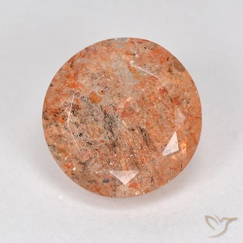 4.40ct 자연스러운 미디엄 라이트 오렌지 썬스톤, 둥근, 투명한