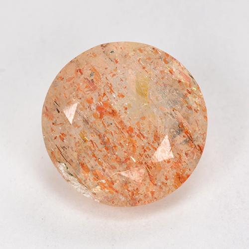 4.21캐럿 천연 오렌지 선스톤, 라운드 컷, 10.88 mm, 투명한