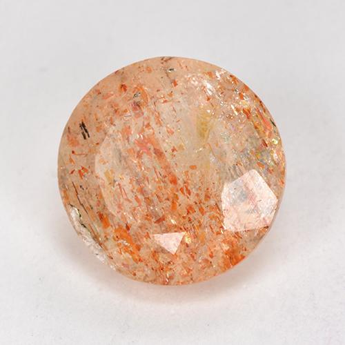 4.21캐럿 천연 오렌지 선스톤, 라운드 컷, 10.88 mm, 투명한