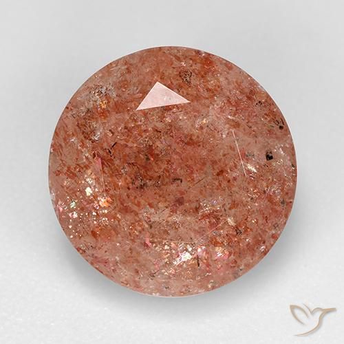 4.72ct 자연스러운 따뜻한 오렌지 썬스톤, 둥근, 투명한